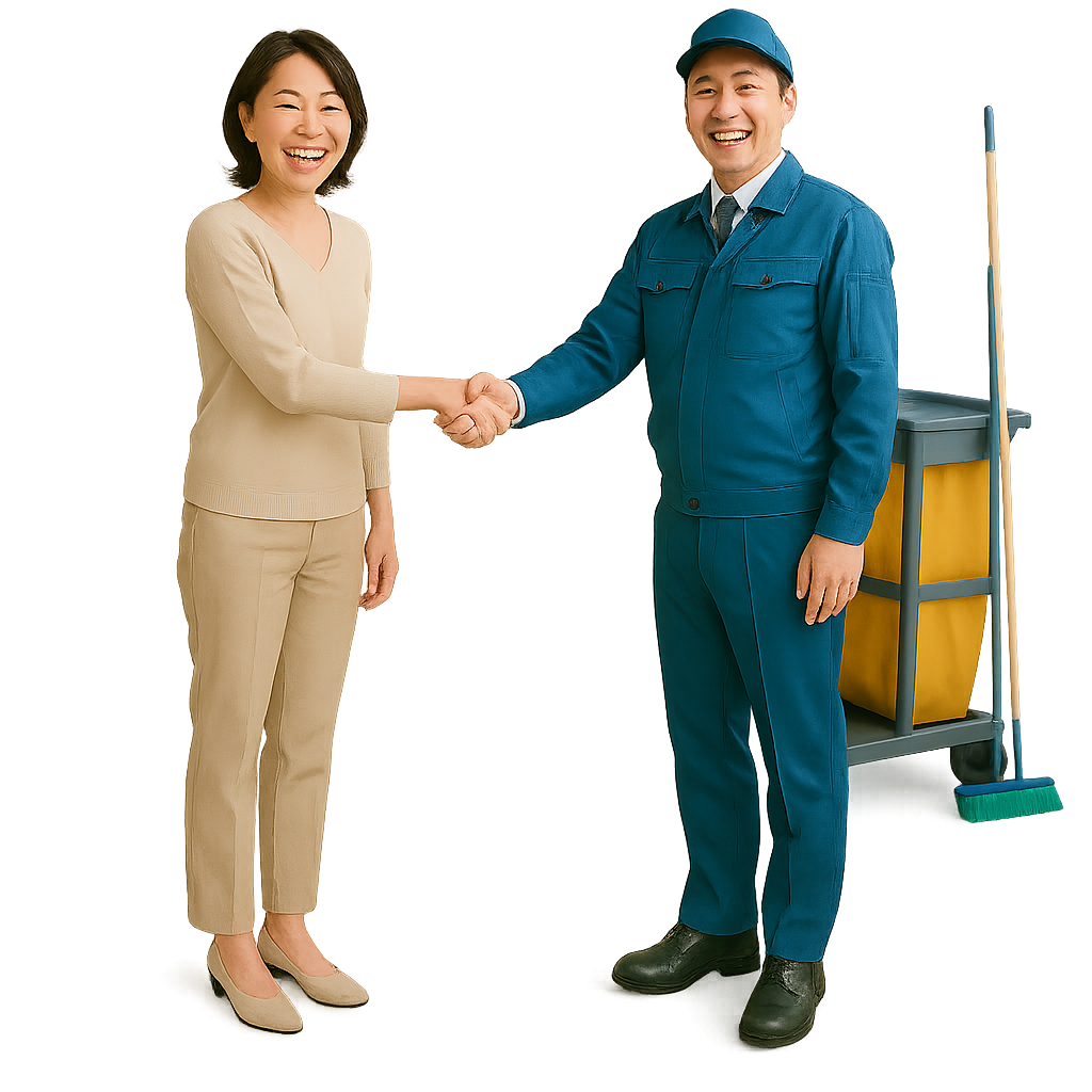 hachiko and manager shake hands